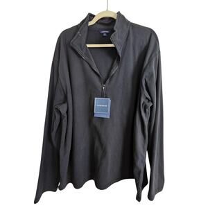 Lands End Sweater Fleece Sweater Men XXL Black Quarter Zip Sweater Men NEW